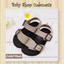 large S1016 Sepatu Sandal Bayi Sepatu Sandal Anak PVC Sandal Karet Anak Double Strap Coklat Muda